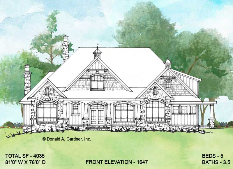 Front elevation of Conceptual House Plan 1647.