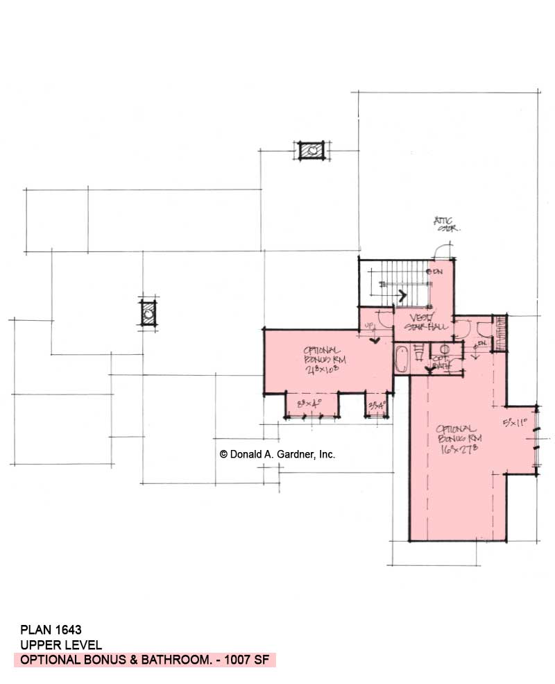 Bonus room of Conceptual House Plan 1643.