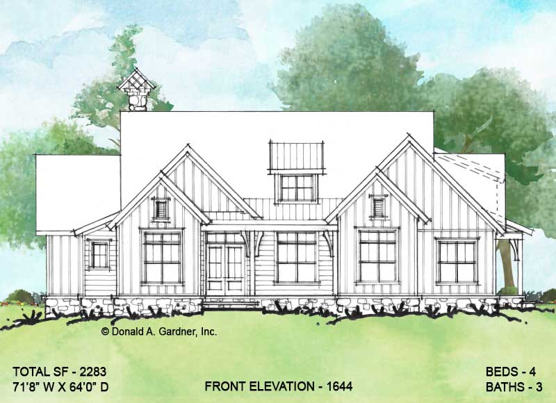 Front elevation of Conceptual House Plan 1644.