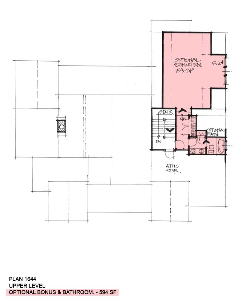 Bonus room of Conceptual House Plan 1644.