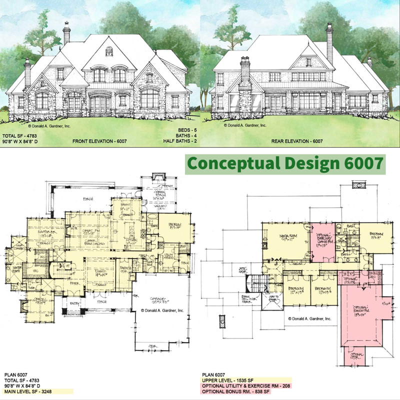 Overview of Conceptual House Plan 6007.