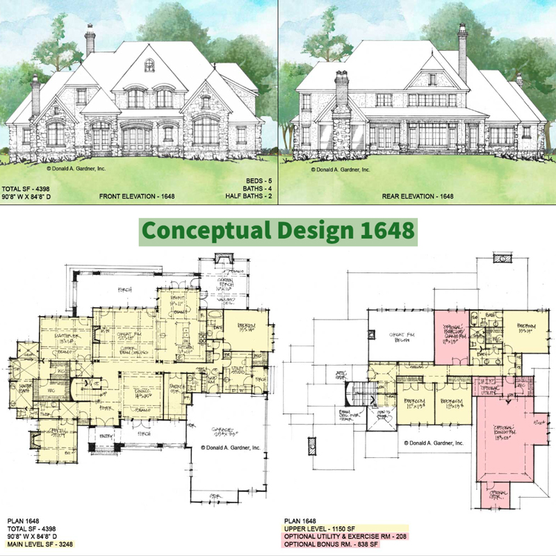 Overview of Conceptual House Plan 1648.