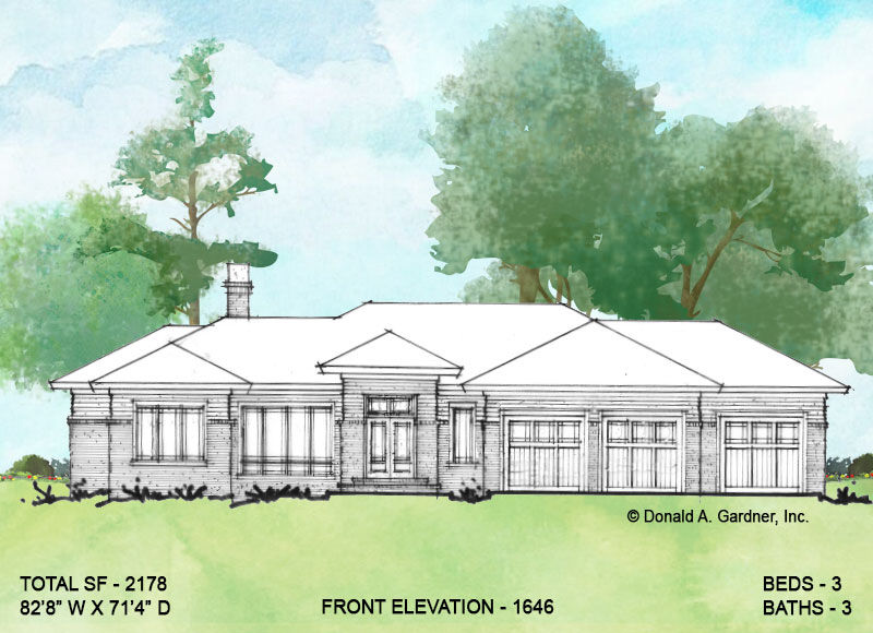 Front elevation of Conceptual house plan 1646.