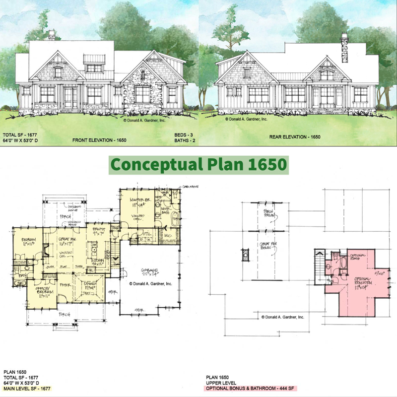 Overview of Conceptual House Plan 1650.