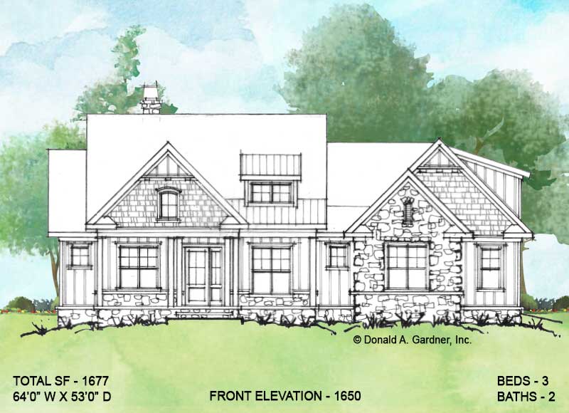 Front elevation of Conceptual House Plan 1650.