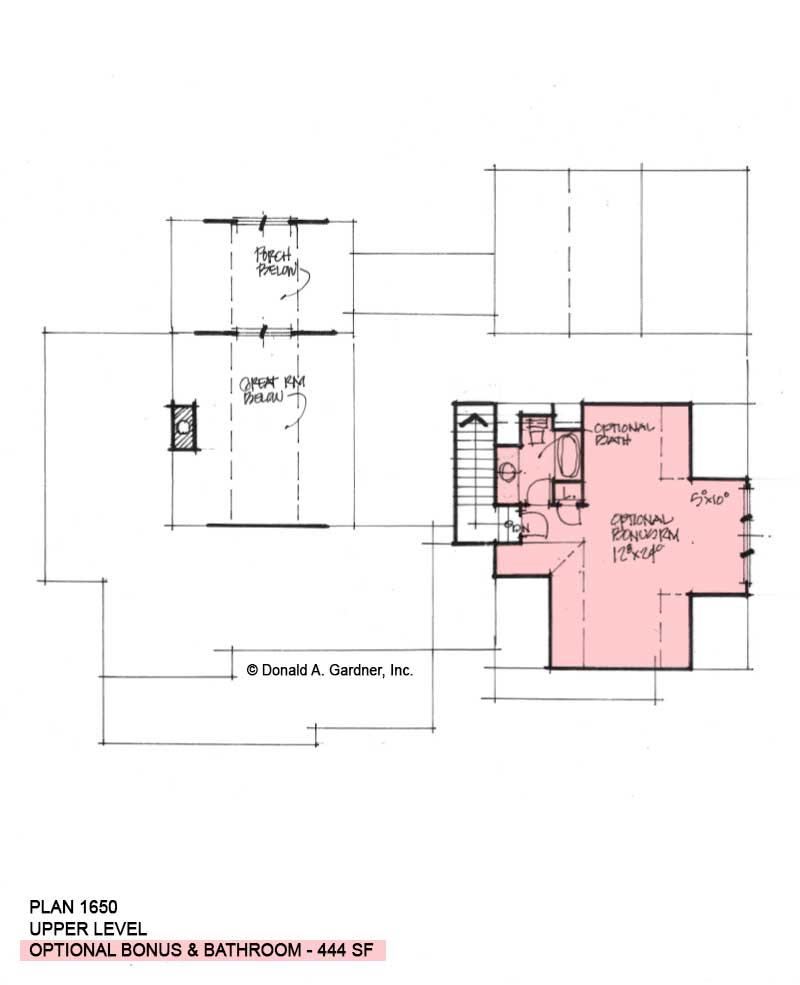 Bonus room of Conceptual House Plan 1650.