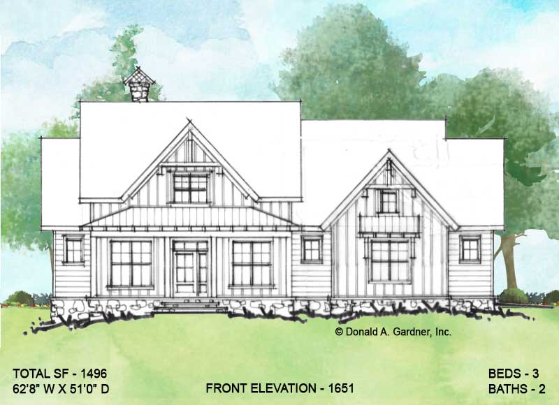 Front elevation of Conceptual House Plan 1651.