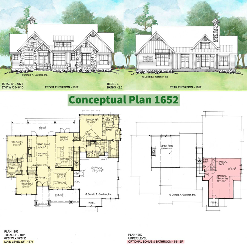 Overview of Conceptual House Plan 1652.