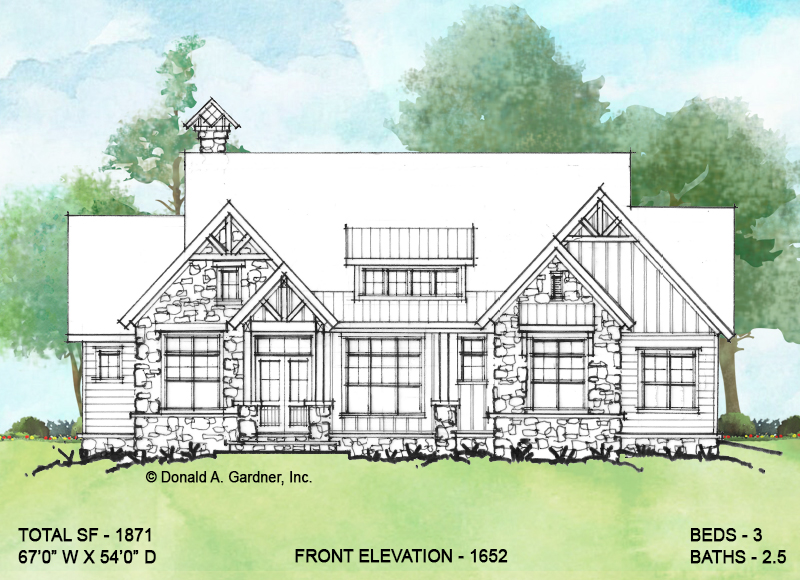 Front elevation of Conceptual House Plan 1652.