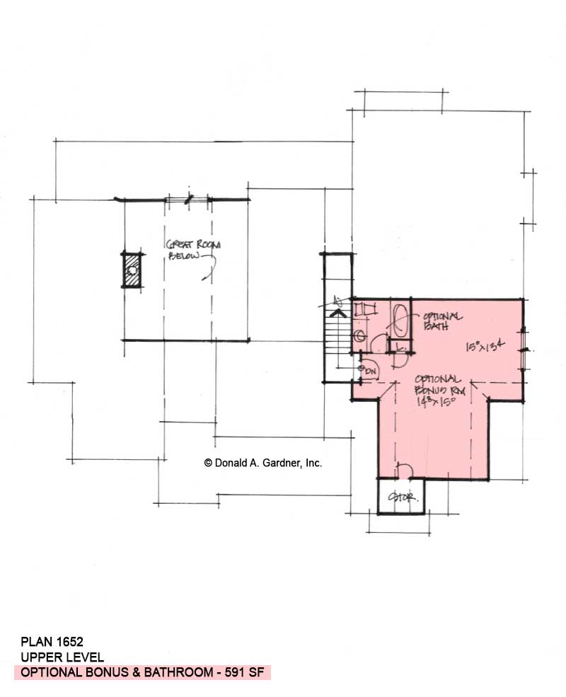Bonus room of Conceptual House Plan 1652.