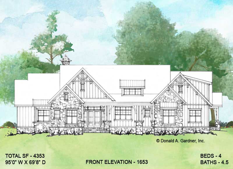 Front elevation of Conceptual House Plan 1653.