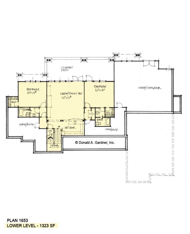 Basement level of Conceptual House Plan 1653.