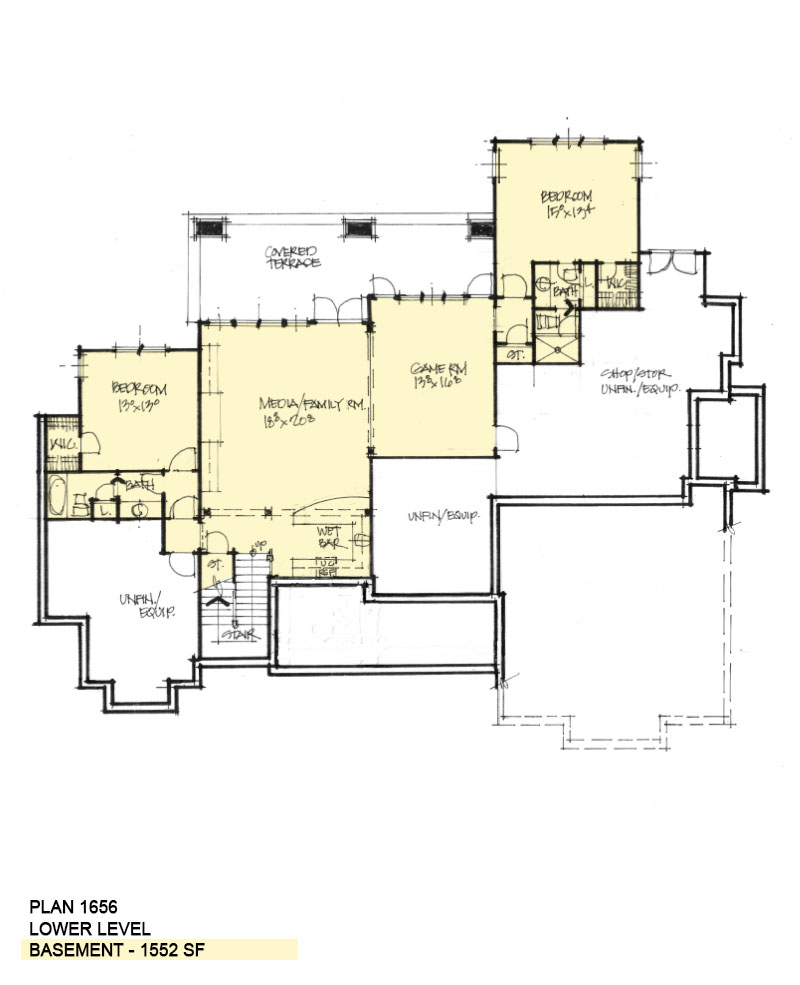 Basement level of Conceptual House Plan 1656.