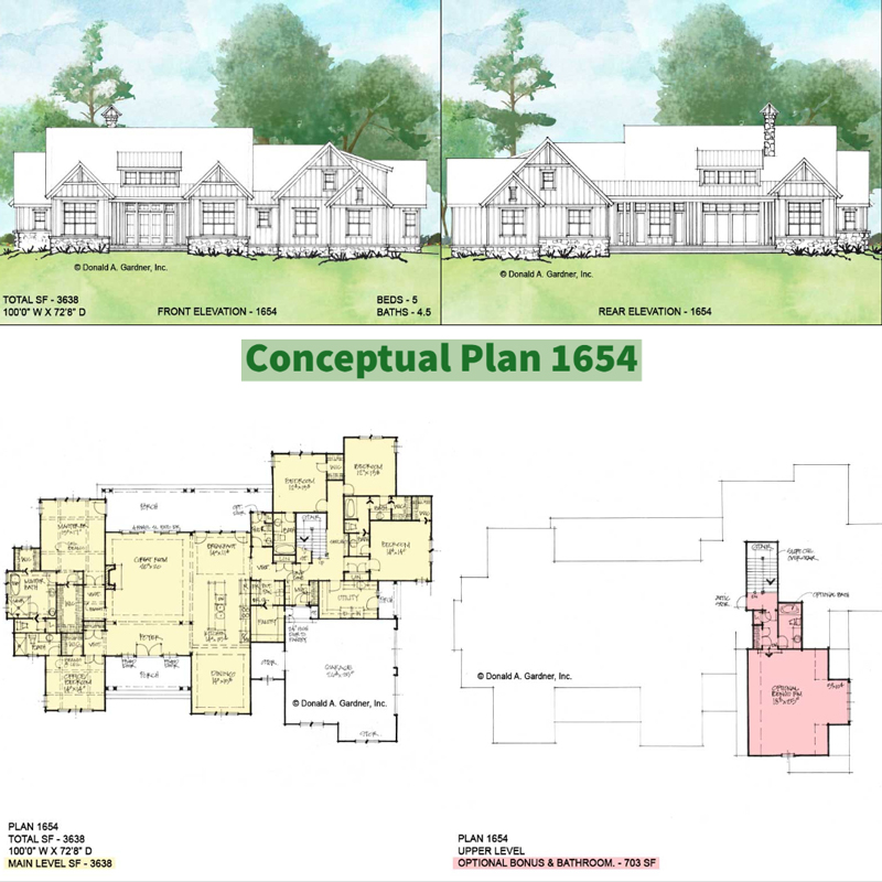 Overview of Conceptual House Plan 1654.