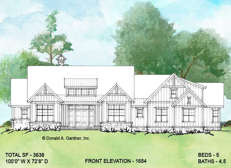 Front elevation of Conceptual House Plan 1654.