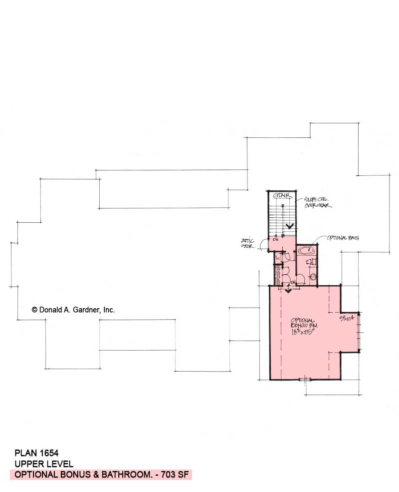 Bonus room of Conceptual House Plan 1654.