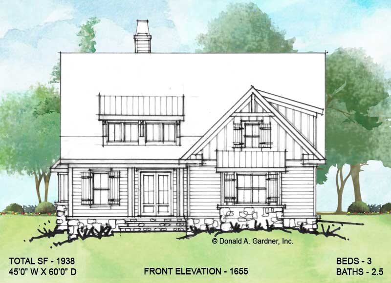 Front elevation of Conceptual house plan 1655.