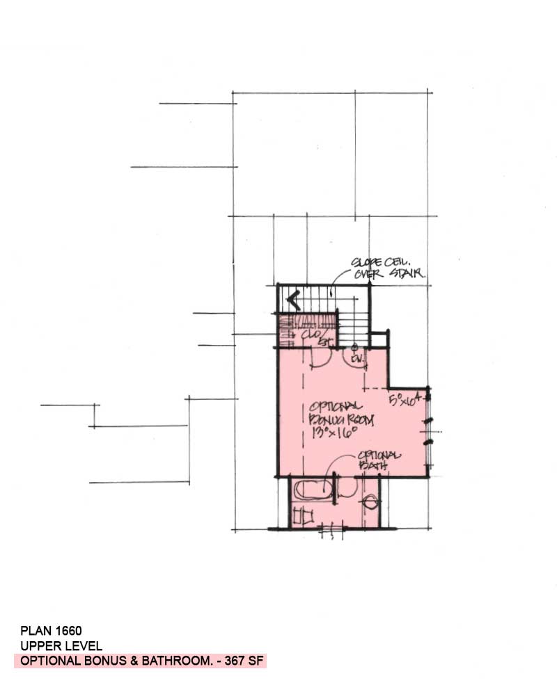 Bonus room of Conceptual House Plan 1660. 