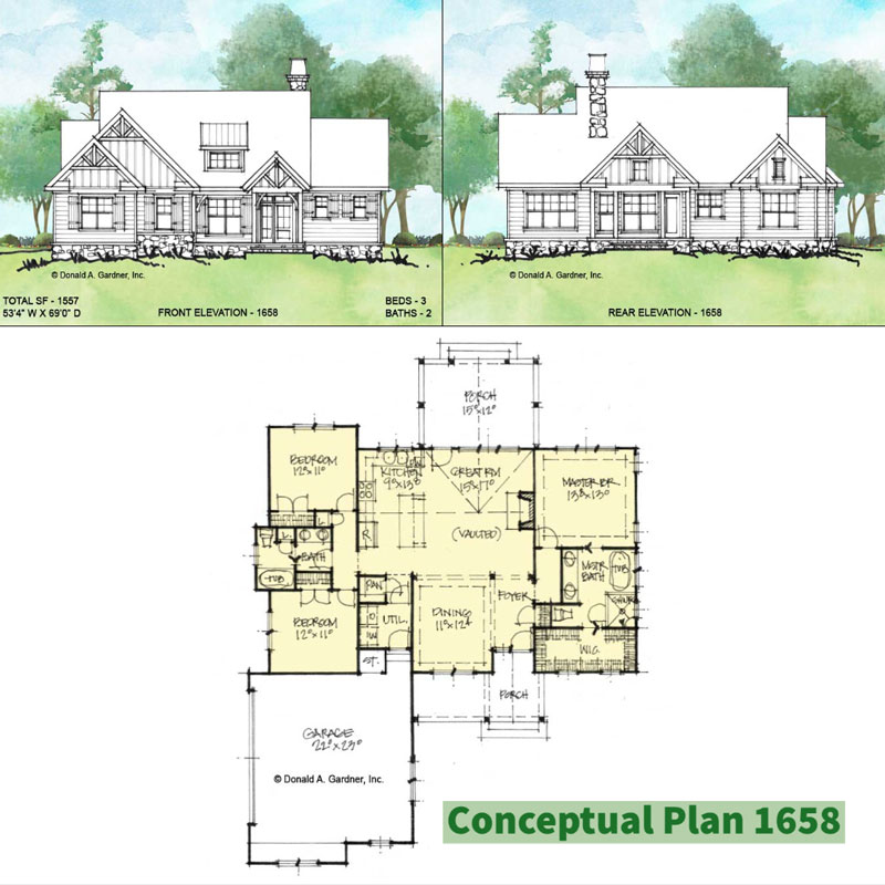 Overview of Conceptual house plan 1658.