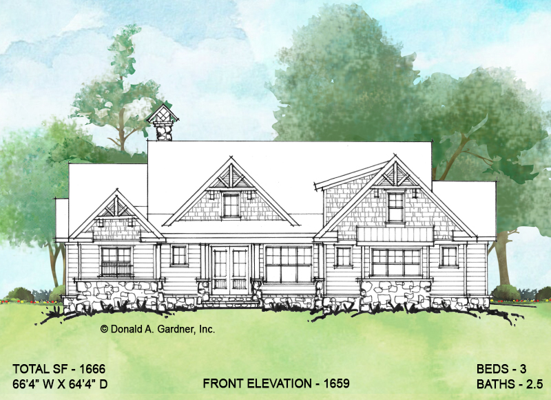 Front elevation of Conceptual house plan 1659.