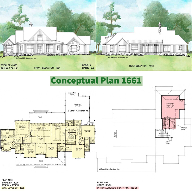 Overview of Conceptual House Plan 1661.