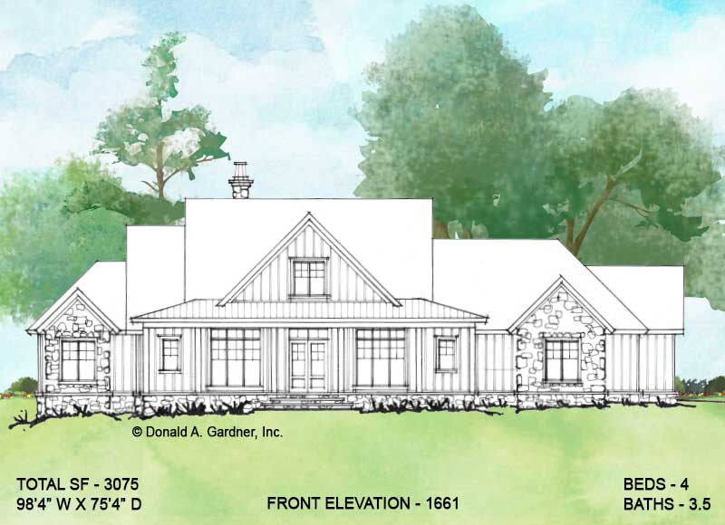 Front elevation of Conceptual House Plan 1661.