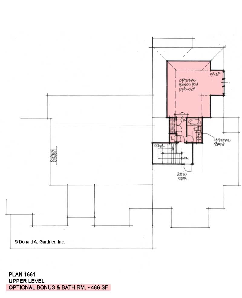 Bonus room of Conceptual House Plan 1661.