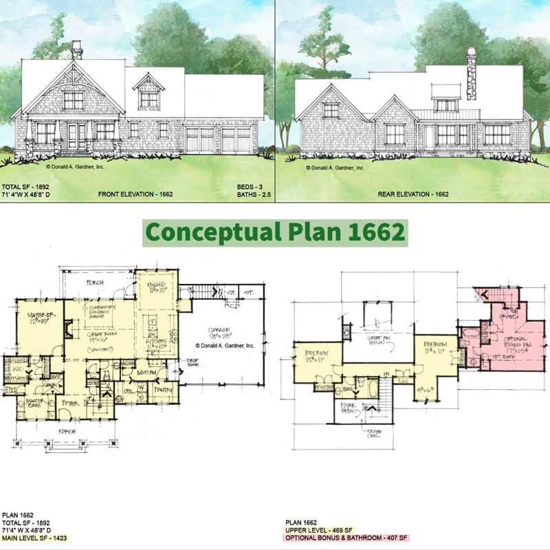 Overview of Conceptual house plan 1662.