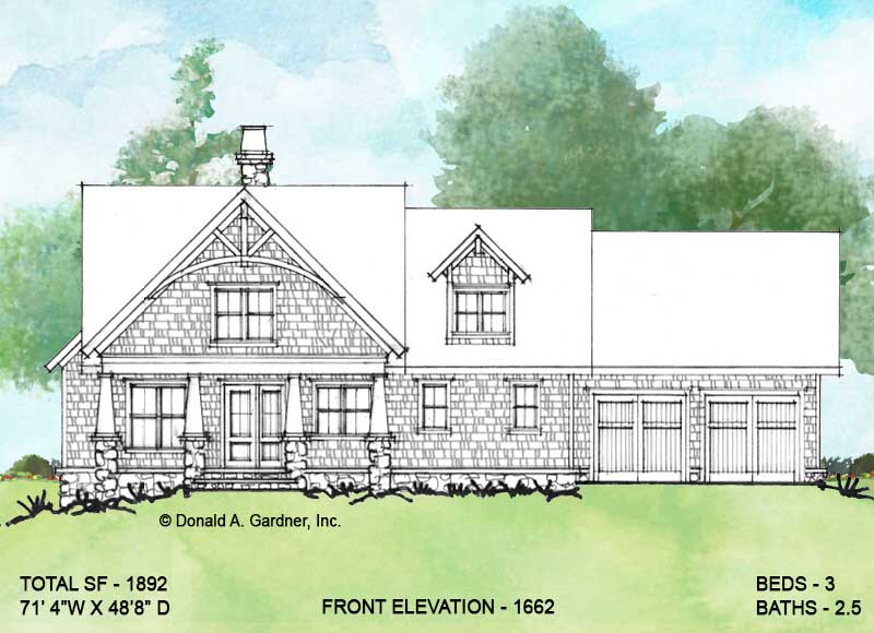 Front elevation of Conceptual house plan 1662.