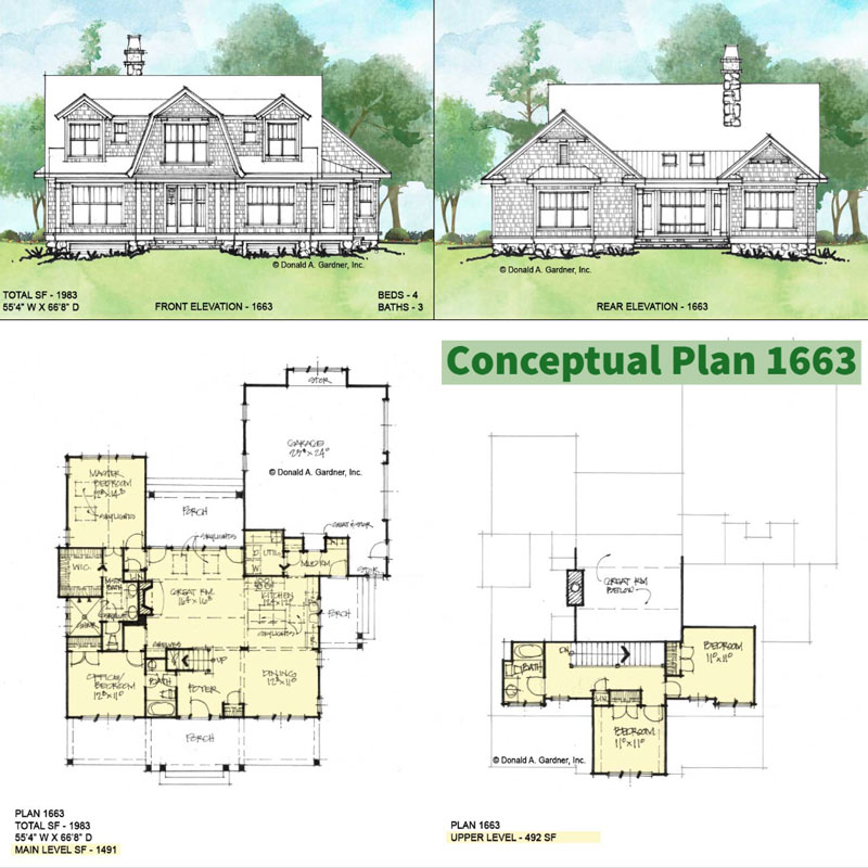 Overview of Conceptual House Plan 1663.