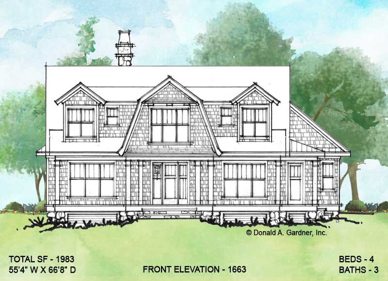 Front elevation of Conceptual House Plan 1663.