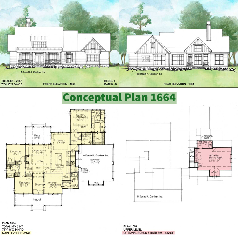 Overview of Conceptual house plan 1664.